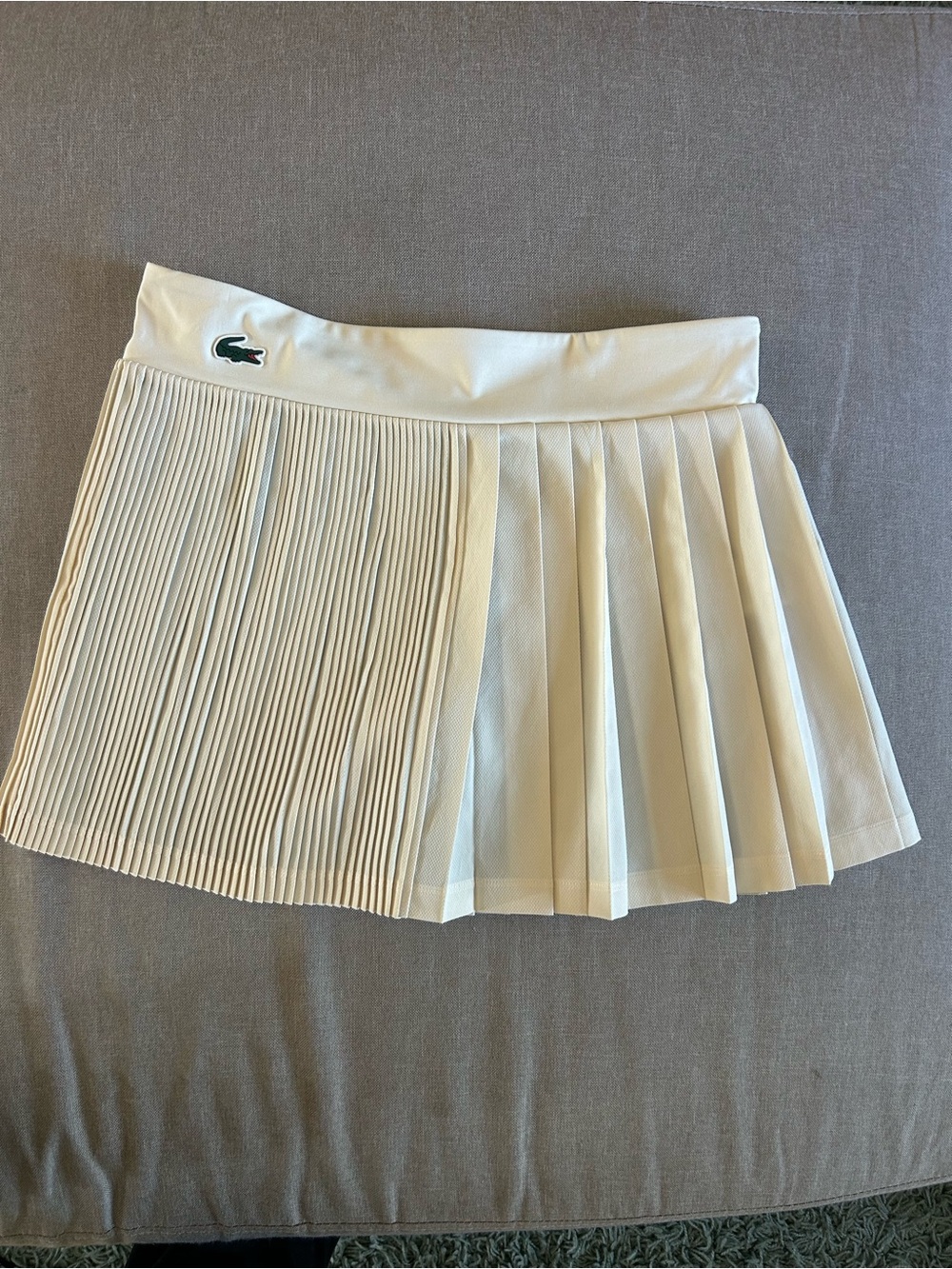 Lacoste Cream Pleated Mini Tennis Skort with Signature Croc